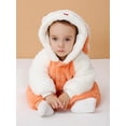 thumbnail image 4 of Diconna Infant Baby Fuzzy Bunny Costume Long Sleeve Hood Coat Button Down Warm Rabbit Romper, 4 of 9