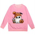 thumbnail image 3 of PMVFHDE Chandails à Capuchon et Chandails pour Filles Mode Enfants Halloween Mignon Imprimé Col Rond Sans Capuche Chandail à Manches Longues pour Filles Rose, 3-4 Ans, 3 of 3