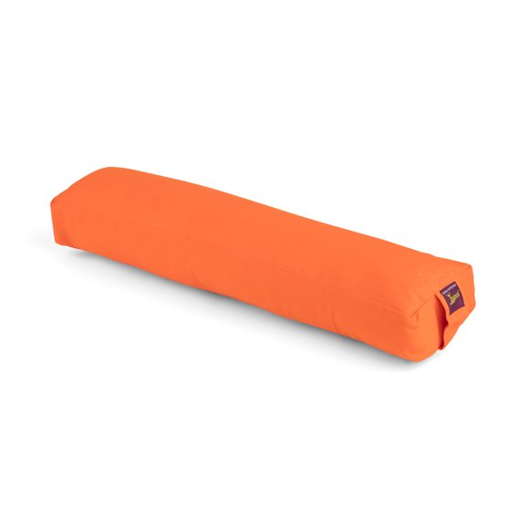 YOGAVNI Yoga Bolster - Pranayama -100% Cotton Cover & Cotton Batting Fill - 24in x 6in x 3in - Weight: 2.6lb/1.2kg - Orange