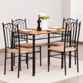 thumbnail image 4 of Costway 5 PC Dining Set Wood Metal Table and 4 Chairs Kitchen Breakfast Furniture New, 4 of 10