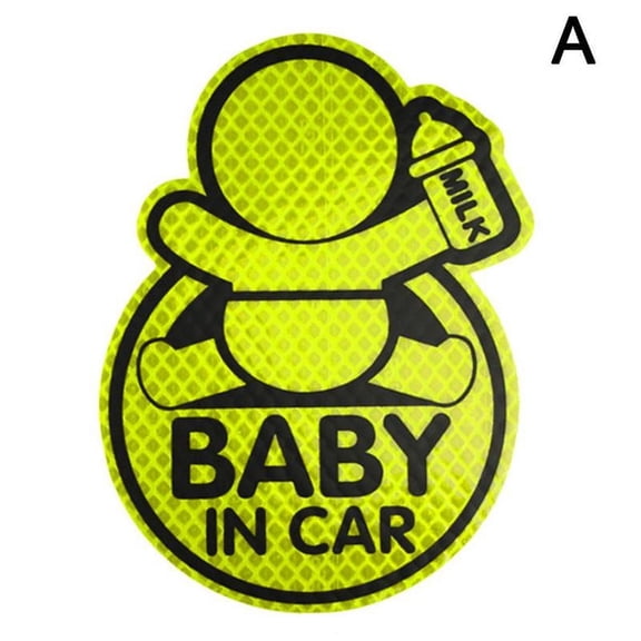 Reflective Baby On Board Car Window Sticker, Waterproof Vinyl Decal for Bumper Safety Sign, Cute Design, Long Lasting Adhesion, All Vehicles, 5.5x5.5 Inch