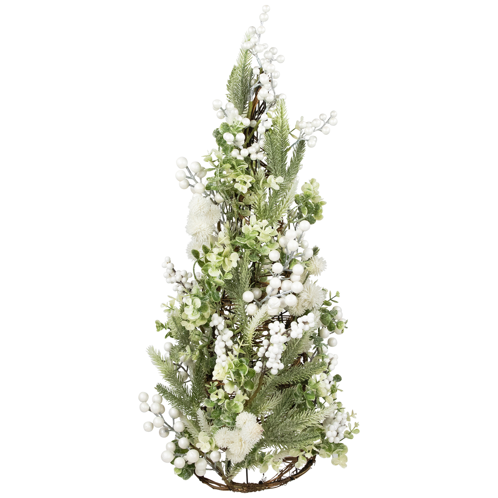 Northlight Glittered Berries and Pine Artificial Cone Christmas Tree - 27"