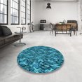 thumbnail image 4 of Ahgly Company Tapis d'Intérieur Lavable à la Machine, Carré, Transitionnel, Vert Sarcelle, Tapis de Zone, 4 Pieds Carré, 4 of 7