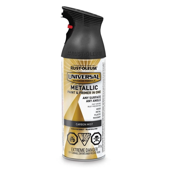 Rust-Oleum Universal Peinture et apprêt en aérosol métalliques pour l'intérieur et l'extérieur, couleur Carbon Mist, 312g