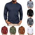 thumbnail image 1 of UVEASISHA T-Shirts à Manches Longues pour Hommes, Tricot Gaufré, Col Ras du Cou, T-Shirts, Couleur Unie, Grande Taille, Chandails Décontractés, Hauts, Mode 2024, T-Shirts à Manches Longues pour Hommes, Offre à Durée Limitée, 1 of 8