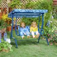 thumbnail image 2 of Outsunny 2-Seat Kids Swing Chair Outdoor with Adjustable Canopy, Blue, 2 of 10