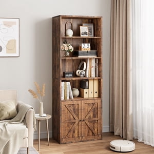 EastVita Librairie avec portes Industrielles Bibliothèque Display Storage Étagères Ferme 6 étagères de réserve pour chambre,Salle de séjour,Bureau d'accueil