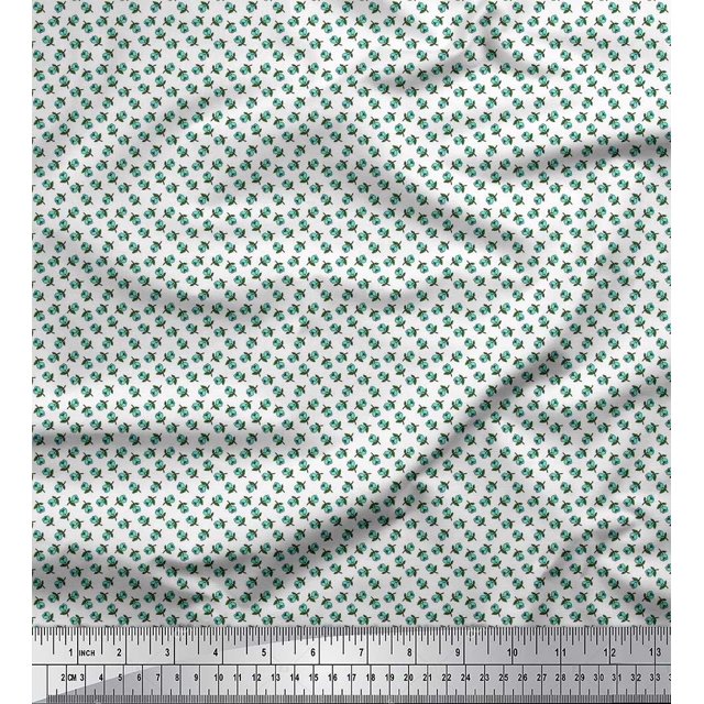 Soimoi Poly Georgette Fabric Leaves & Floral Small Fabric Prints by Yard 52 Inch Wide