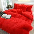 thumbnail image 1 of Luxury Pure Plush Shaggy Warm Fleece Bedding Set Mink Duvet Cover Set, 1 of 16