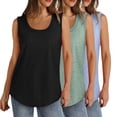 thumbnail image 1 of Plebaso Lot de 3 Débardeurs pour Femmes Décontractés d'Été Sans Manches Amples Col Rond T-Shirts Basiques pour Dames, 1 of 7