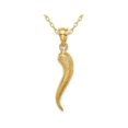 thumbnail image 1 of 14K Yellow Gold Brushed Italian Horn Pendant Necklace with Chain, 1 of 4