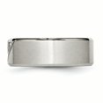 thumbnail image 3 of Stainless Steel Polished and Brushed CZ 8mm Beveled Edge Band Ring 9 Size, 3 of 7