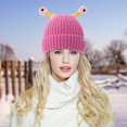 thumbnail image 2 of XZNGL Frog Eye Knit Hat with Light-Up Antennas, Cotton Beanie for Outdoor Wear, Retractable Flashing Eyes, Unisex Cold Weather Accessory for Street Use, 2 of 5