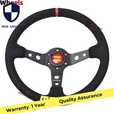MOMO 350mm/14" Black Deep Dish Suede Leather Racing Drift Sport Steering Wheel -