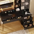 thumbnail image 3 of Coiffeuse avec Lumières et Prise de Courant, Grande Coiffeuse Moderne à Cannelures avec Miroir Hd Éclairé de 30 Po, 5 Tiroirs et Tablette de Rangement, Table de Toilette pour Femmes et Filles, 3 of 6
