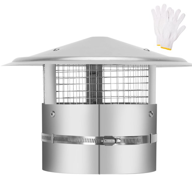 Capuchon de Cheminée Rond 12 Pouces, Capuchon de Toit Réglable pour Évents, Capuchon de Cheminée avec Écran en Acier Inoxydable, Capuchon de Pluie Rond pour Tout Autour