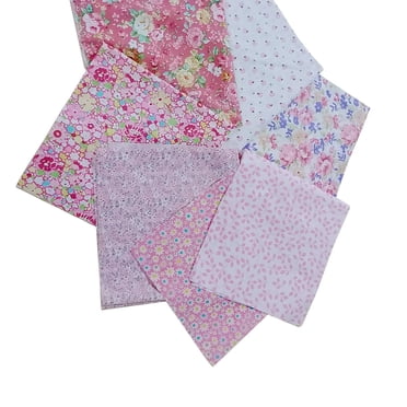 Ensemble de 7 Pcs Tissu en Coton pour Couture, Courtepointe, Patchwork, Textile en Coton à Fleurs pour la Maison, Série Rose, Tissu pour Corps de Poupée Tilda