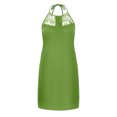 thumbnail image 4 of Fridja Robe Courte d'Été pour Femme en Dentelle Sans Manches à Col Rond, Dos Nu, Unie, Coupe Ajustée, 4 of 9