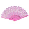 thumbnail image 1 of VogueV Chinese Gold-Foiled Folding Fan - Traditional Handheld Wedding Accessory Pink, 1 of 2
