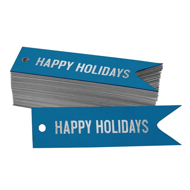 Inkdotpot Silver Foil Paper Hang Tags Happy Holiday Favor Tags 50 Pieces