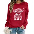 thumbnail image 4 of WEAIXIMIUNG Chandail pour Femmes Chic Chandail d'Automne et d'Hiver pour Femmes 2025 Col Rond Mode Chemise à Imprimé Vache Manches Longues Mode Décontractée Mode Haut de Sortie, 4 of 4