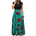 thumbnail image 1 of Robe de Plage à Manches Longues pour Femme à Col Rond à Imprimé Floral, Robe Longue Maxi de Soirée pour Dame, 1 of 2