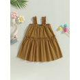 thumbnail image 2 of Faithtur Kids Girl Ruffle Dresses, Sleeveless Off Shoulder Solid Color Casual Party Street Princess Dress, 2 of 8