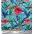 thumbnail image 1 of Soimoi polyester Crepe Fabric Leopard,Tropical Leaves & Floral Fabric Prints By Yard 52 Inch Wide, 1 of 3