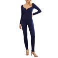 thumbnail image 1 of SUNSIOM Women's Long Sleeve Unitard Jumpsuit Bodycon Front Ruched Deep V Neck Stretchy Long Romper Clubwear for Spring Fall, 1 of 6