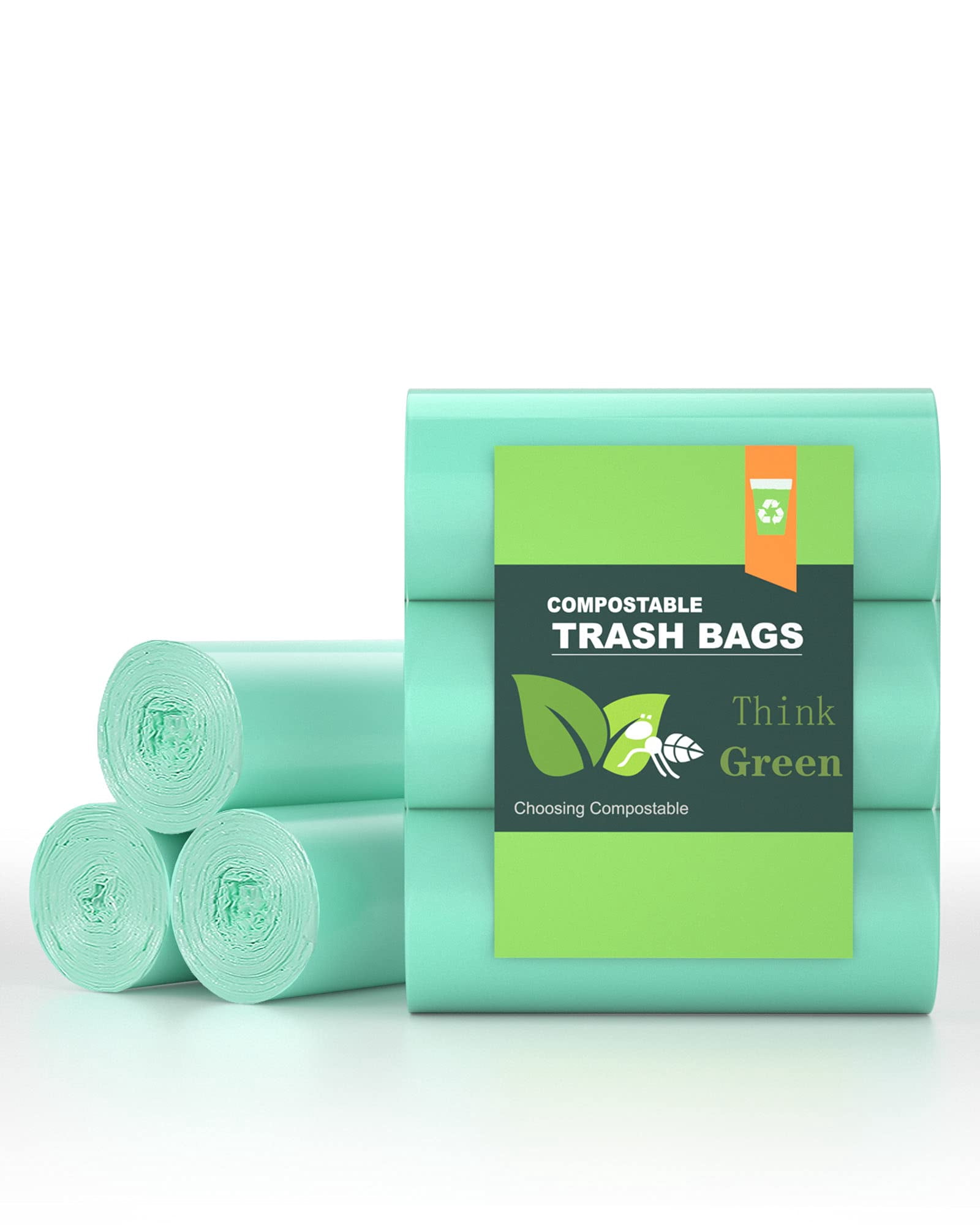 4-6 Gallon Small Trash Bags Compostable Trash Bags Ayotee 60 Count Ultra Strong Unscented Garbage Bags Mini Trash Bags Waste Basket Liners For Bathroom Kitchen Bedroom Office Pet Car(Green)