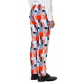 thumbnail image 3 of INSPIRE CHIC Men's Casual Geometric Printed Color Block Flat Front Dress Pants 32 Orange Blue, 3 of 7