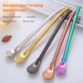 thumbnail image 2 of Amdohai Stainless Steel Straw Spoon Reusable Drinking Spoon Straws Double Filter Flat Smooth Design Straws, 2 of 8