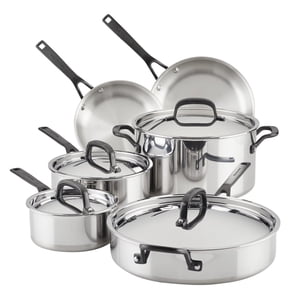 KitchenAid 5-Ply Ensemble d'articles de cuisine en acier inoxydable, 10-pieces