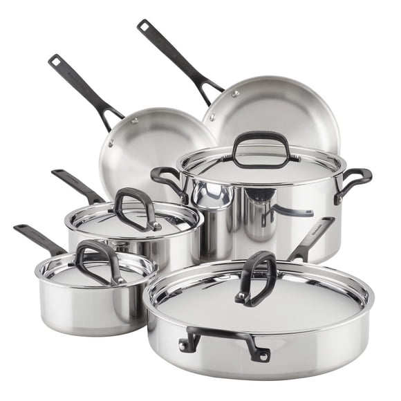 KitchenAid 5-Ply Clad Stainless Steel Cookware Set, 10-pieces
