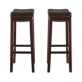 thumbnail image 4 of Linon Claridge Ensemble de 2 Tabourets de Bar en Bois Sièges en Similicuir Bruns Finition Brune, 4 of 12