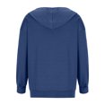 thumbnail image 5 of PEZHADA Économies d'Automne Chandail à Capuchon à Fermeture à Glissière Décontracté pour Femme, Veste Ouverte à l'Avant, Coupe Ample, Manteau à Manches Longues avec Cordon, Chandail à Capuchon avec Poche, Bleu, 5 of 5