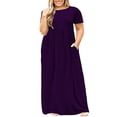 thumbnail image 1 of Drppepioner Robe Longue Décontractée pour Femmes Grande Taille à Col Rond d'Été à Manches Courtes Unie Ample avec Poches, 1 of 4