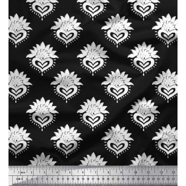 Soimoi Rayon Fabric Floral Block Print Sewing Fabric Yard 56 Inch Wide