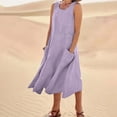 thumbnail image 2 of Timegard Robes d'Été pour Femmes Col Rond Ajusté Sans Manches Léger Décontracté Ample Robe avec Poches, 2 of 6