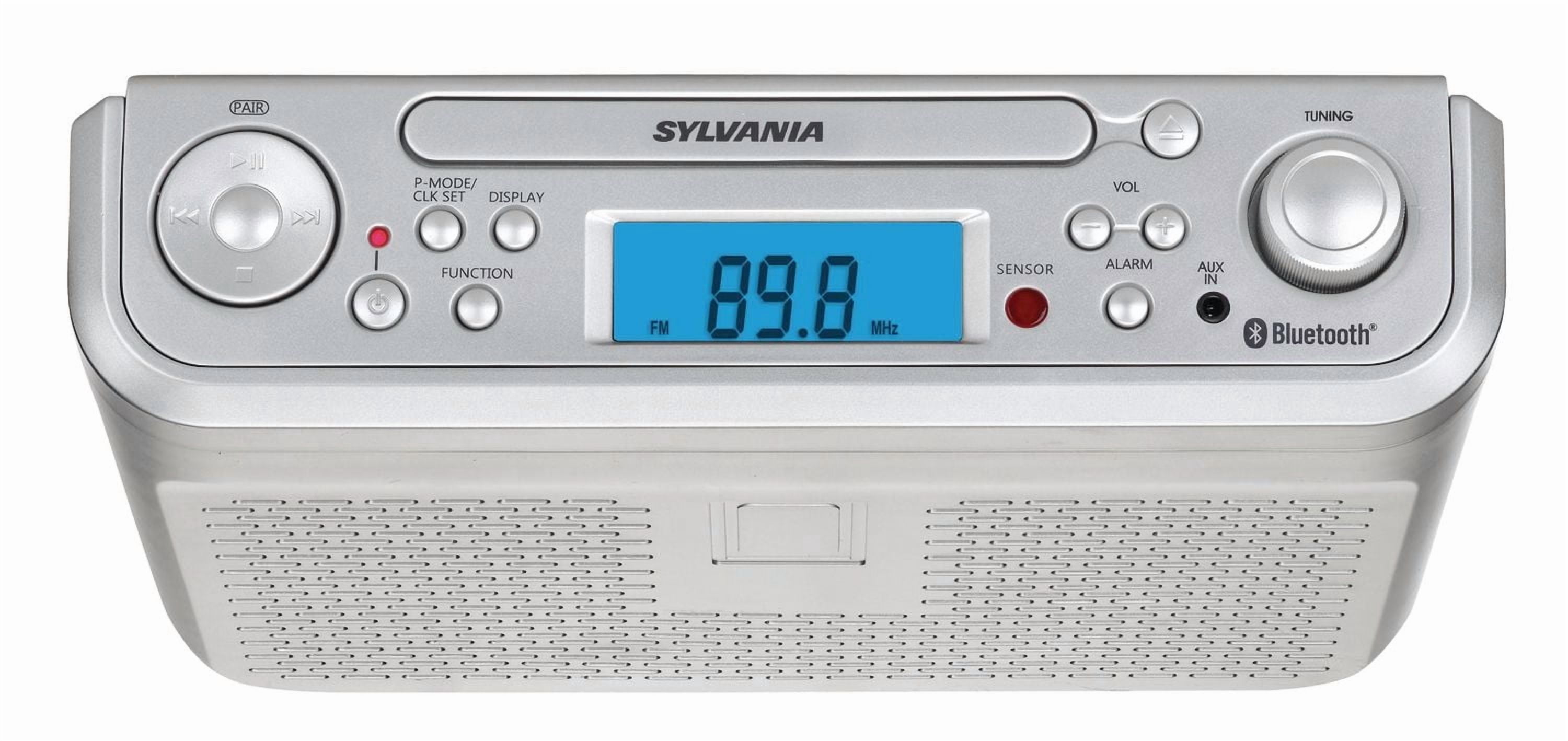 Radio-Réveil FM Bluetooth à montage sous les armoires avec lecteur CD de Sylvania