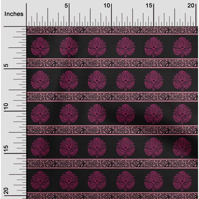 oneOone Cotton Poplin Fabric Leaves & Lotus Block Print Sewing Fabric BTY 42 Inch Wide
