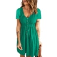 thumbnail image 3 of Birdeem Robe Femme Mode Décontractée Confortable Unie à Manches Courtes Col Rond Boutonnée Longueur Genou, 3 of 5