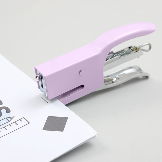 Metal Handheld Stapler | Macaron Colored Compact Alloy Design | Labor-Saving 10 Gauge | Includes 750 Staples | For Office, Home, Document Binding | 4.33 in Pink Green Purple