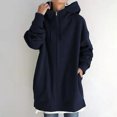 thumbnail image 1 of Meichang Womens Fall Winter Warm Zipper Open Fleece Hoodies Sweatshirt Long Jacket Drawstring Coat Jacket Tops Outwear Plus Size, 1 of 9