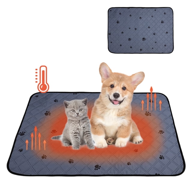 LSLJS Tapis Autochauffant d'Hiver pour Chats et Chiens, en polyester Gris avec Motifs d'Empreintes de Pattes. le Tapis Mesure 50cm x 70cm (19.6 Po x 27.5 Po) et Doté d'Une Technologie Autochauffante pour Réchauffer les Animaux Sans Électricité. Conçu pour une Utilisation Intérieure et Extérieure, Il Est Lavable à la machine, Léger et Silencieux pour un Confort Ultime. Convient aux Animaux Vieillissants, Chatons, Chiots Ou aux Animaux Qui Se Rétablissent après une Maladie, Ce Coussin Chauffant pour Animaux Procure une Chaleur Supplémentaire