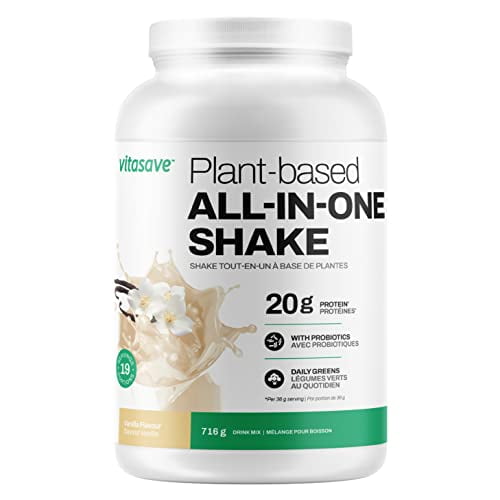 Plant Based All-In-One Protein Powder - High Protein Meal Replacement Shake - With Greens & Probiotics-Pea Protein Powder - Gluten Free,Soy Free,Dairy Free - 19 Servings-799g tub Protein Drink Vanilla