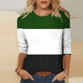 thumbnail image 2 of CEHVOM T-shirt Mode Imprimé pour Femmes Manches 3/4 Blouse Col Rond Hauts Décontractés Liquidation, 2 of 5