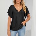 thumbnail image 2 of EQWLJWE Hauts à Col en V pour Femmes Mode pour Femmes Manches Courtes Rétro Col Rond Imprimé de Pâques Hauts Amples Blouse Manches Trois Quarts Hauts d'Été pour Femmes 2023, 2 of 9