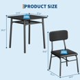 thumbnail image 3 of Garvee Small Dining Table Set for 2, 3-Piece Square Kitchen Table with 2 Upholstered Chairs, Black, 3 of 9