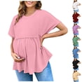 thumbnail image 1 of Liquidation d'Économies d'Été! Tunique à Manches Courtes à Col Rond pour Femmes Enceintes, Blouse Décontractée de Printemps Été, Chemise de Maternité Confortable et Tendance pour le Quotidien Liquidation Ventes Aujourd'hui Aubaines Prime, 1 of 9